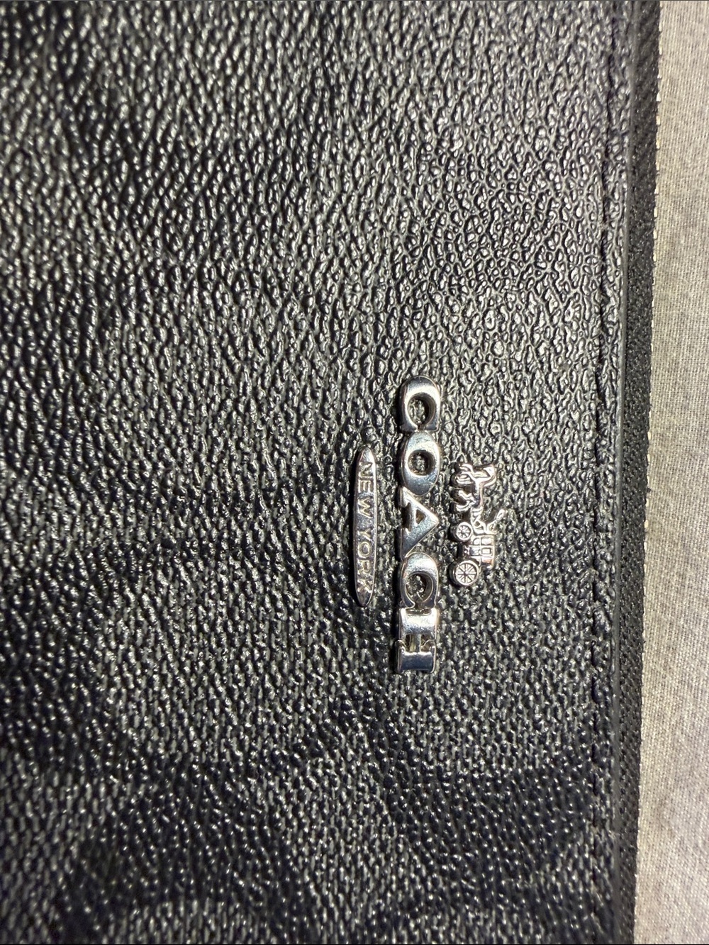 Coach Black Signature Zip-Around Wallet with Silver Hardware - Picture 3 of 12
